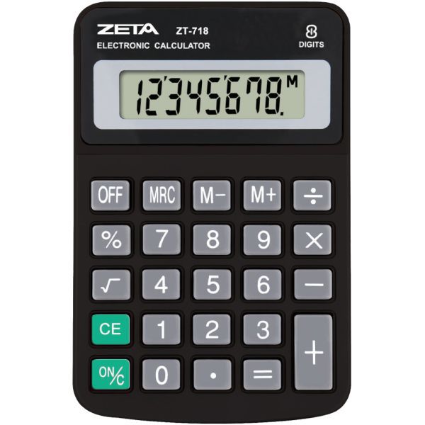 Calculadora De Mesa 8Dig. Zeta Zt718 Preta Procalc