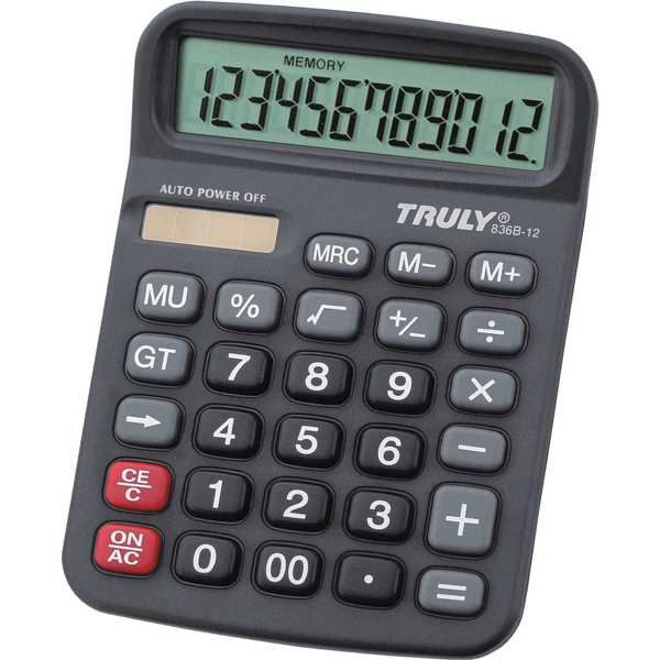Calculadora De Mesa Trully 12Dig.preta Mod.836B-12 Procalc