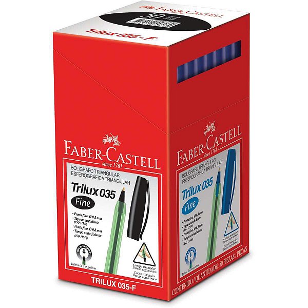 Caneta Esferográfica Trilux Ponta Fina Preta Faber-Castell