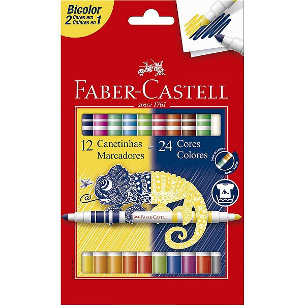 Caneta Hidrografica Bicolor 12 Canetas/24 Cores Faber-Castell