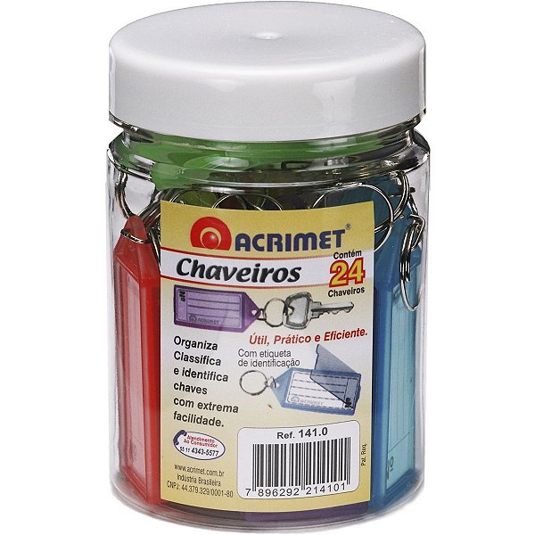 Chaveiro C/24 + 24 Etiquetas Cores Acrimet