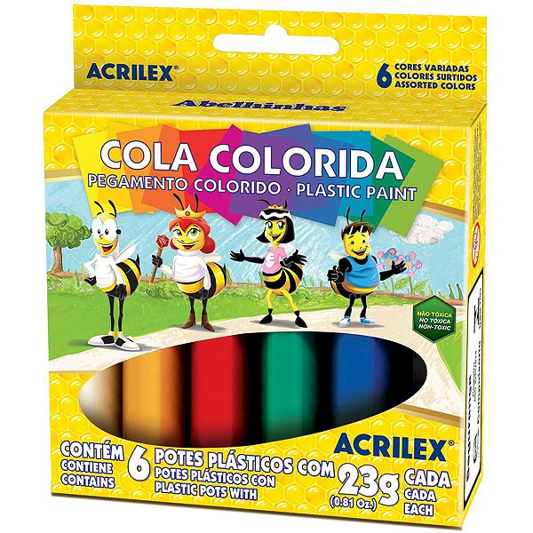 Cola Colorida Estojo Com 06 Cores 23G Acrilex