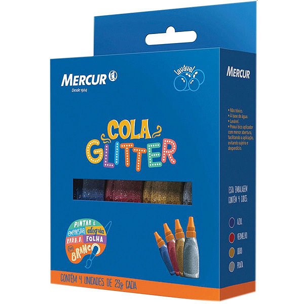 Cola Com Glitter 4 Cores 20G. Mercur