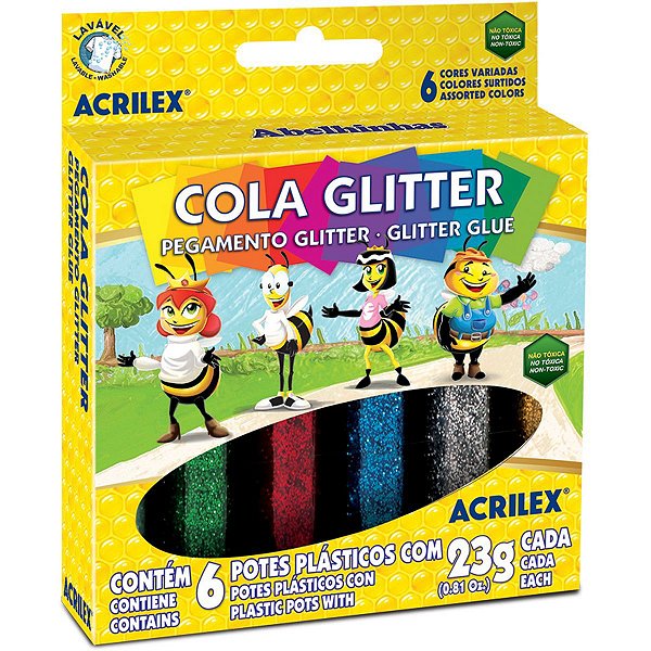 Cola Com Glitter Estojo Com 06 Cores 23G Acrilex