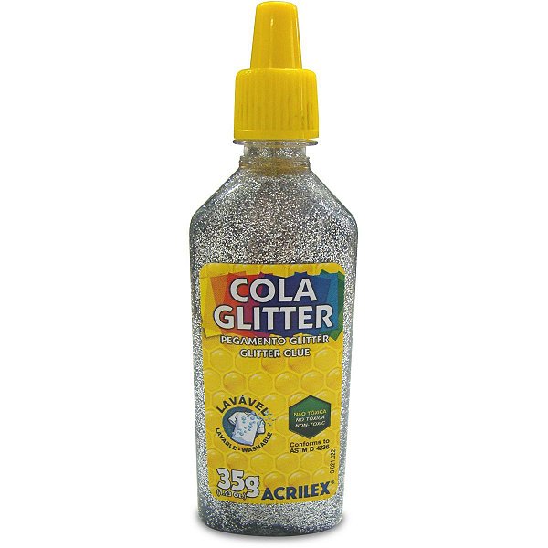 Cola Com Glitter Tubo 35G. Prata Acrilex