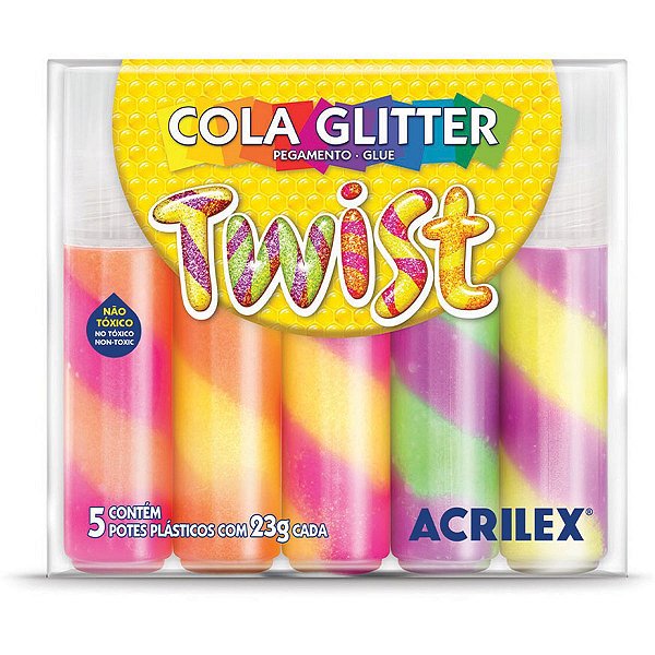 Cola Com Glitter Twist Estojo Com 5 Cores 23G. Acrilex