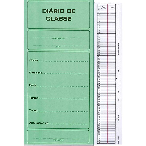 Diario De Classe Mensal 14Fls Verde São Domingos