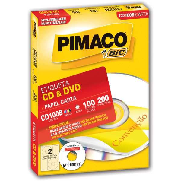Etiqueta Para Cd E Dvd Cd100B Carta 100 Fls 115 Mm Pimaco