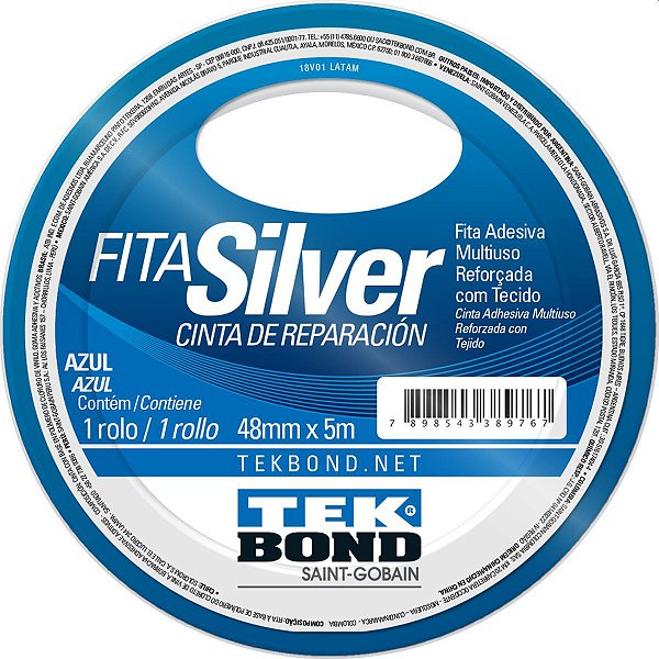 Fita De Alta Resistência Silver Azul 48Mmx5M Tekbond