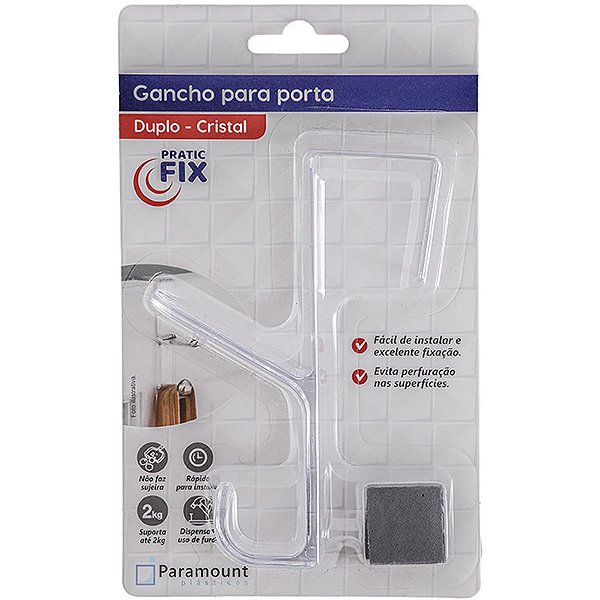 Gancho Plastico Duplo P/ Porta Cristal C/1 Uni Paramount