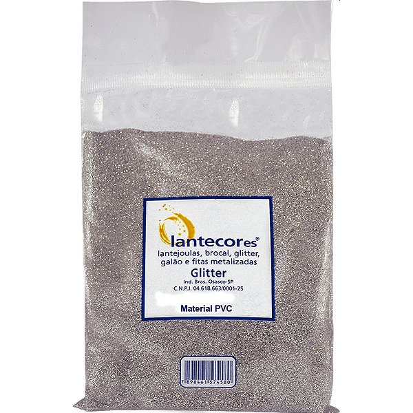 Glitter Pvc Prata 500G. Lantecor