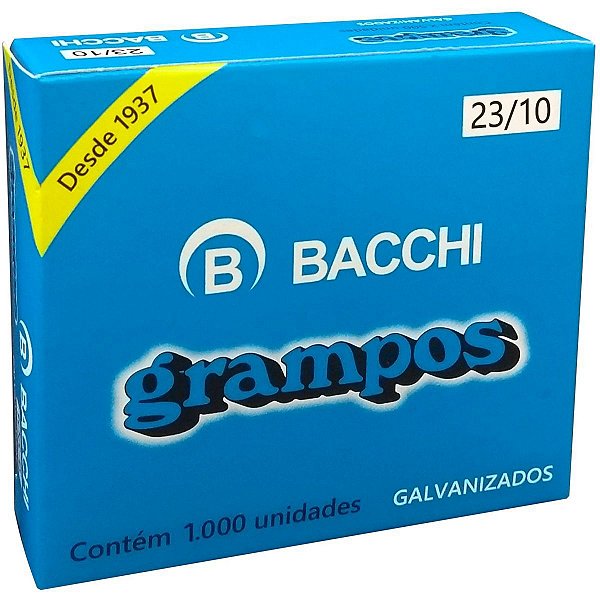 Grampo Para Grampeador 23/10 Galvanizado 1000 Grampos Bacchi