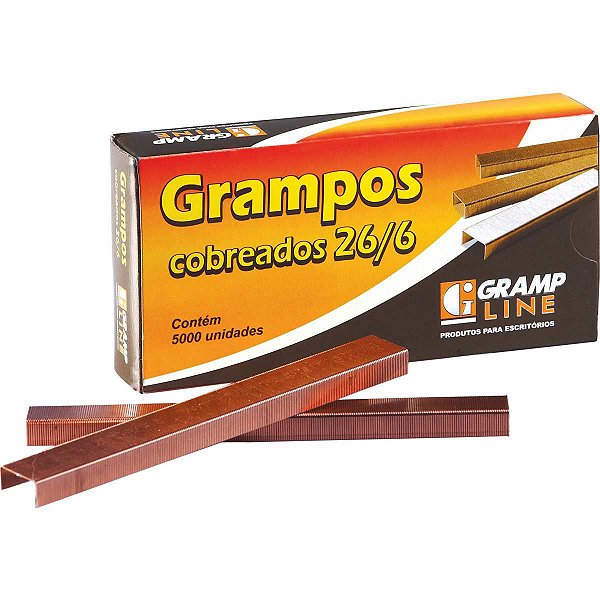 Grampo Para Grampeador 26/6 Cobreado 5000 Grampos Gramp Line