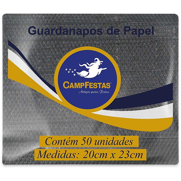 Guardanapo De Papel Preto 20X23Cm 50F Campfestas
