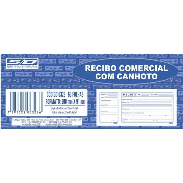 Impresso Recibo Comercial Com Canhoto 50F Sao Domingos