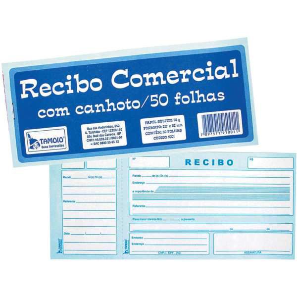 Impresso Recibo Comercial Com Canhoto 50F Tamoio