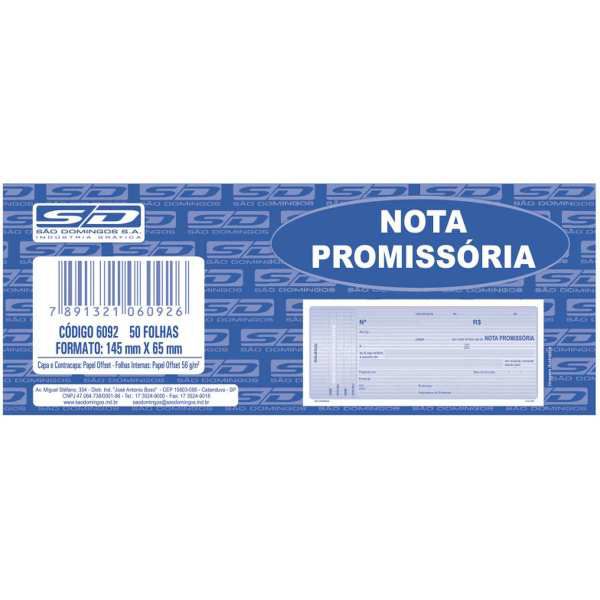 Impresso Talao Nota Promis.mini 50F.65X145 Am Sao Domingos