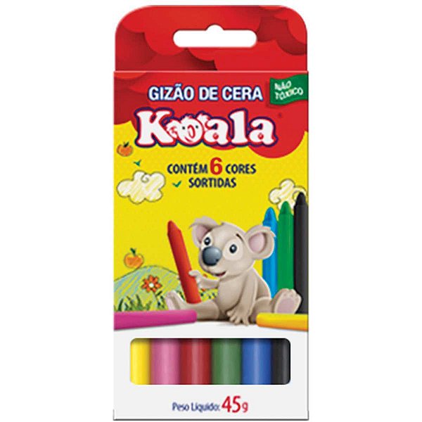 Lapis De Cera Gizao 06 Cores Koala Delta