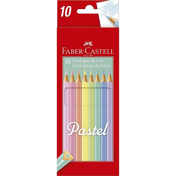 Lapis De Cor Triangular Ecolapis Tons Pastel 10 Cores Faber-Castell