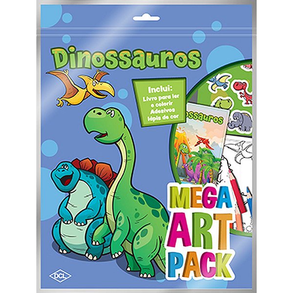 Livro Infantil Colorir Dinossauros Mega Art Pack Dcl