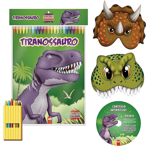 Livro Infantil Colorir Super Kit Dinossauros C/ Giz Vale Das Letras