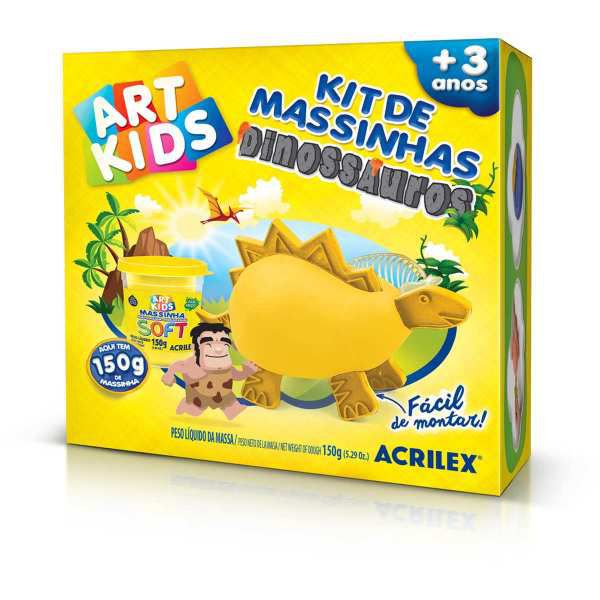 Massa Para Modelar Criativa Art Kids Dinossauro 3 Amarelo Acrilex