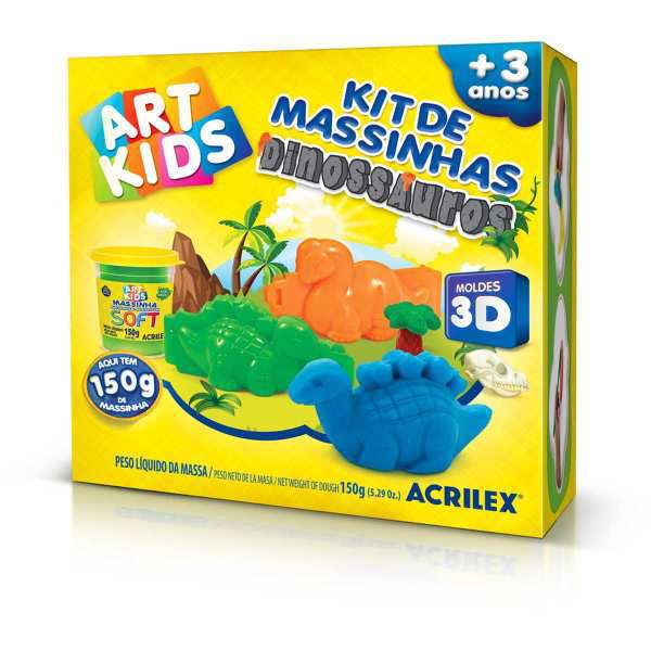 Massa Para Modelar Criativa Art Kids Dinossauro 3D 150G Acrilex