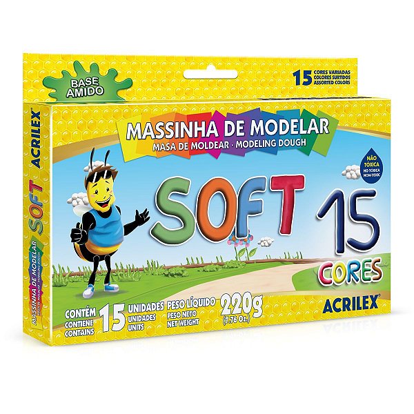 Massa Para Modelar Soft 15 Cores 220G. Acrilex