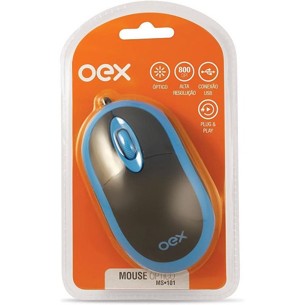 Mouse Optico Usb 800Dpi Preto/azul Newex