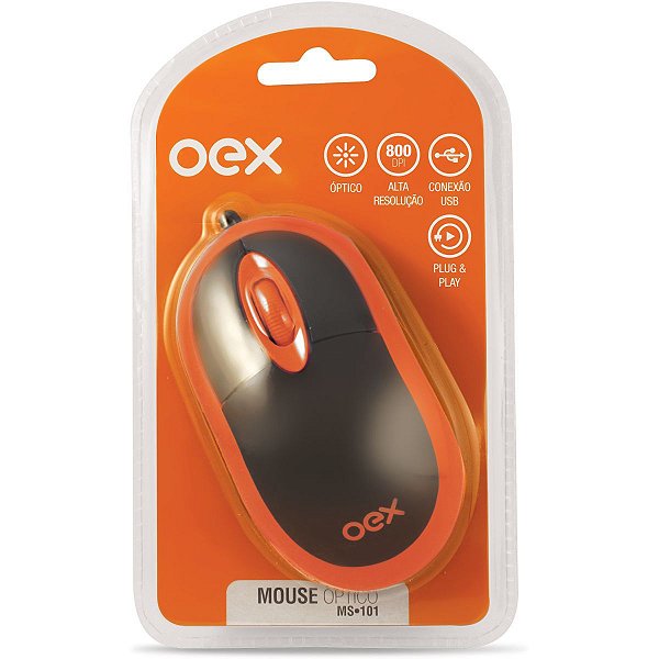 Mouse Optico Usb 800Dpi Preto/laranja Newex