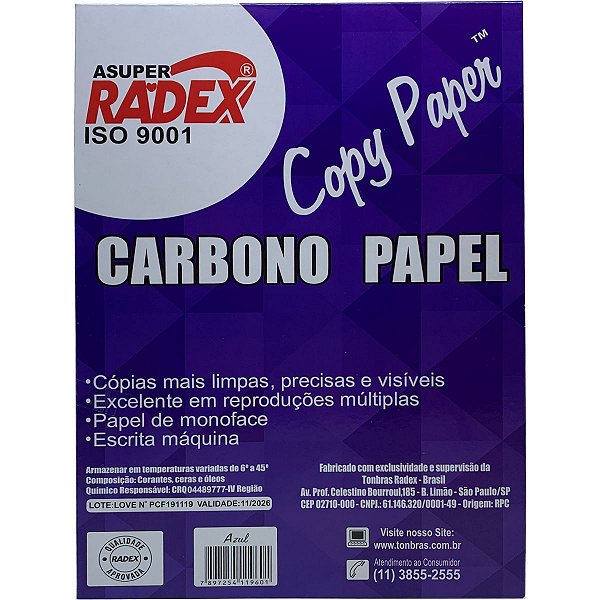 Papel Carbono Para Lapis A4 Papel Azul Radex