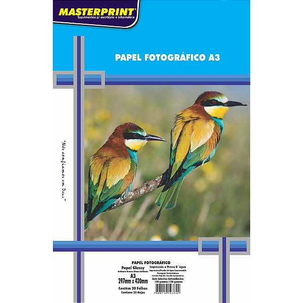 Papel Fotografico Inkjet A3 Glossy Adesivo 130G Masterprint