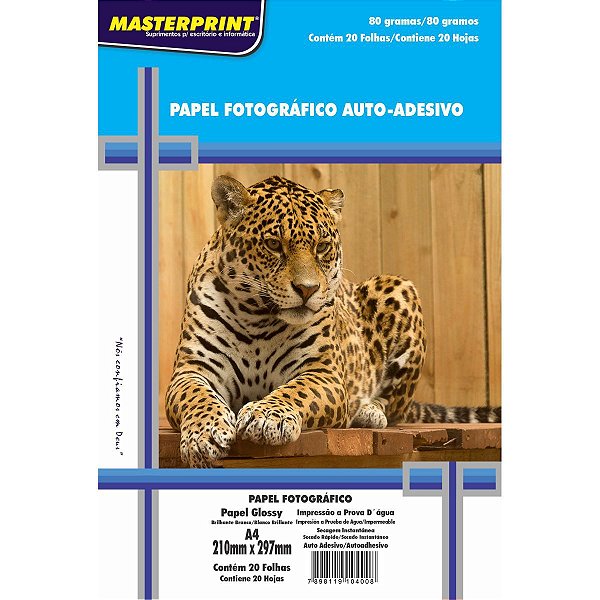 Papel Fotografico Inkjet A4 Glossy Adesivo 80G. Masterprint