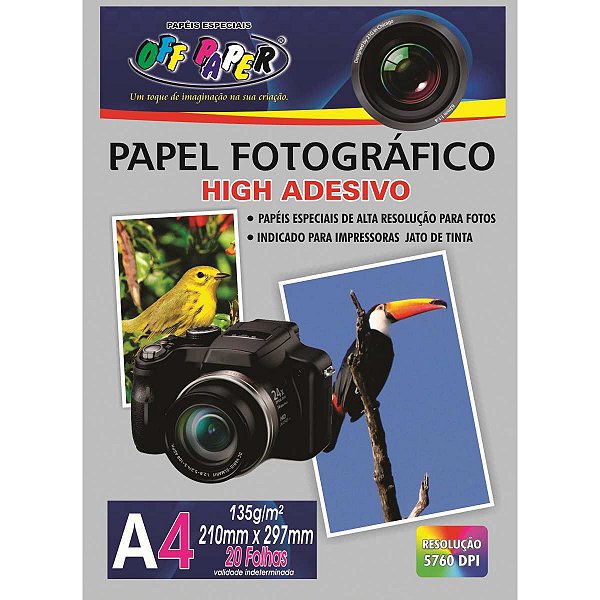 Papel Fotografico Inkjet A4 High Adesivo 135G Off Paper