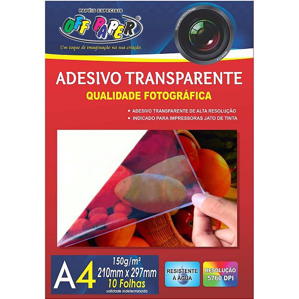 Papel Fotografico Inkjet A4 Transparente Adesivo 150G Off Paper
