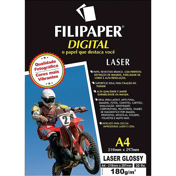 Papel Fotografico Laser A4 Glossy Profissional 180G Filiperson