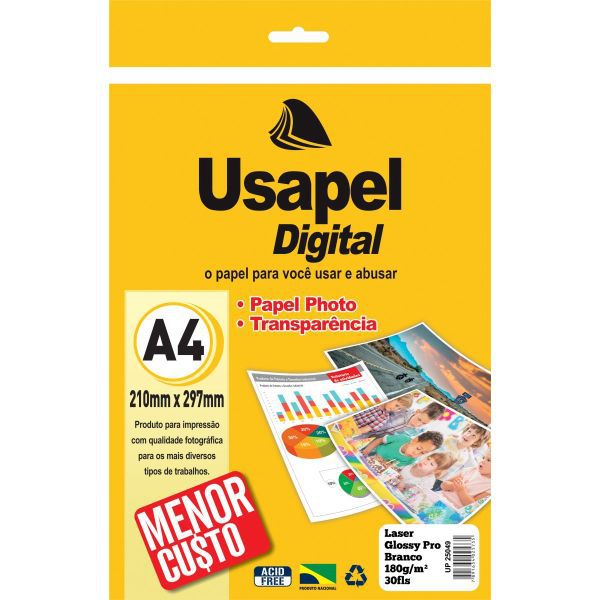 Papel Fotografico Laser Usapel Glossy Prof. A4 180G. Filiperson