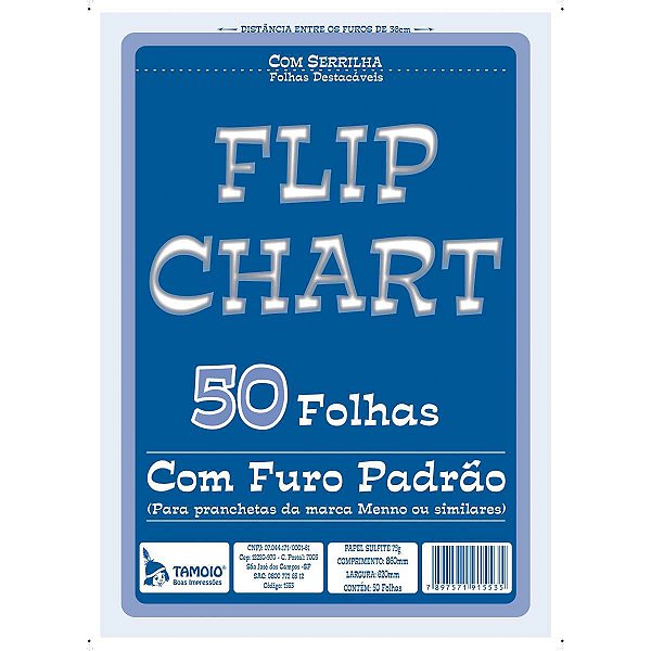 Papel Para Flip-Chart Serrilhado 64X88 50Fls. Tamoio