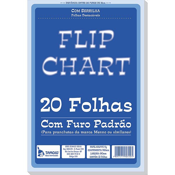 Papel Para Flip-Chart Serrilhado 64X94 75G. 20Fls. Tamoio
