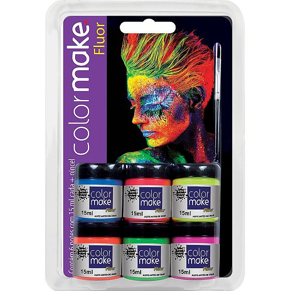 Pintura Facial Liquido Color Make 6Cores Fluo Colormake