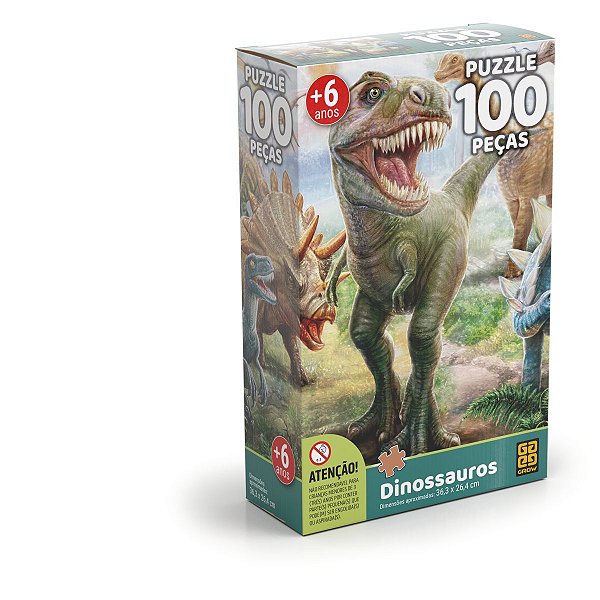 Quebra-Cabeca Cartonado Dinossauro 100 Pcs Grow