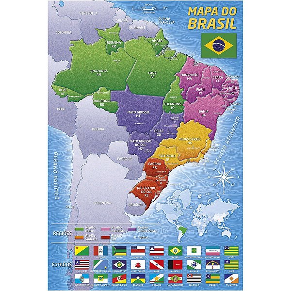 Quebra-Cabeca Cartonado Mapa Do Brasil 200 Pecas Grow