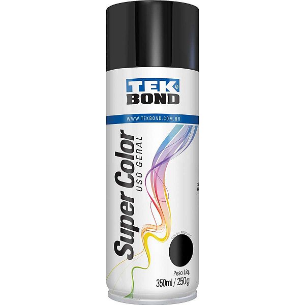 Tinta Spray Preto Brilhante 350Ml/250G Tekbond