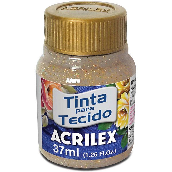 Tinta Tecido Com Gliter Ouro 37Ml. Acrilex