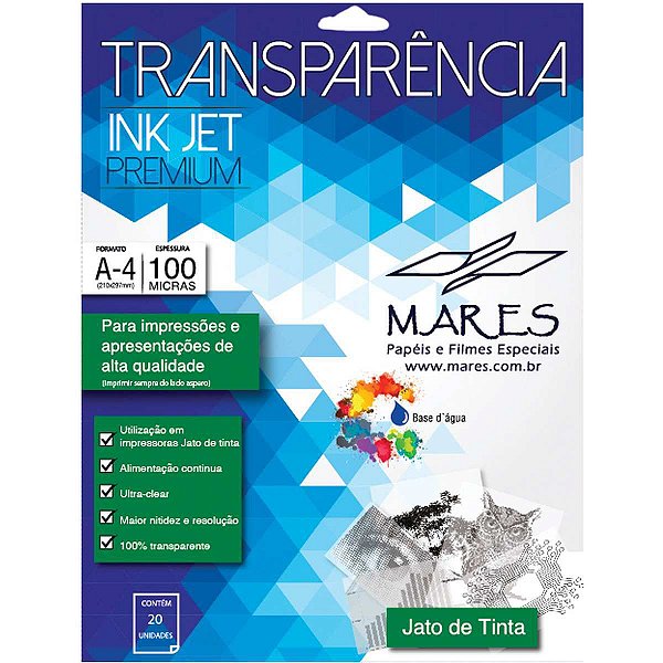 Transparencia Inkjet Inkket A4 210X297Mm. Sem Tarja Mares
