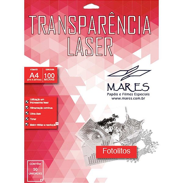 Transparencia Laserjet A4 210X297Mm. Sem Tarja Mares