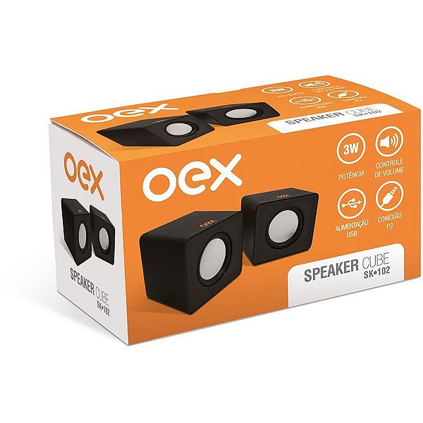Caixa Acustica Para Computador Speaker Cube Preta 3W Usb/p2 Newex
