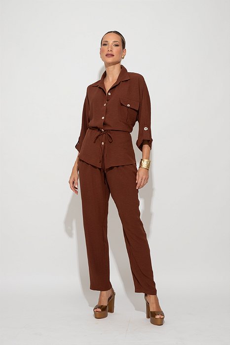 Conjunto de Calça com Parka Milly Café