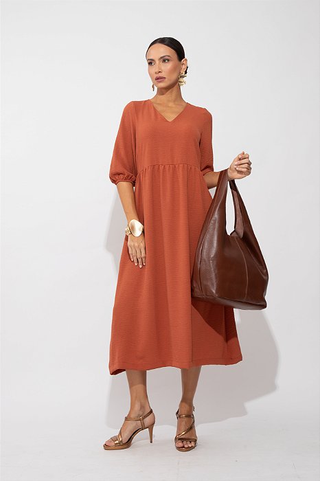 VESTIDO IRINA CREPE OCRE