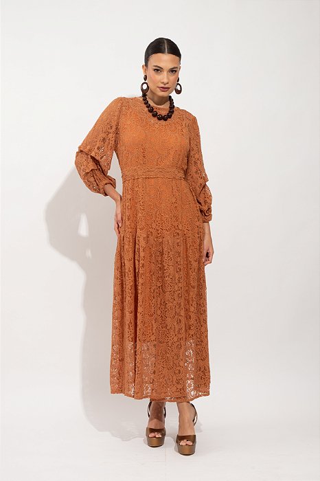 VESTIDO LONGO RENDA FIORELLA